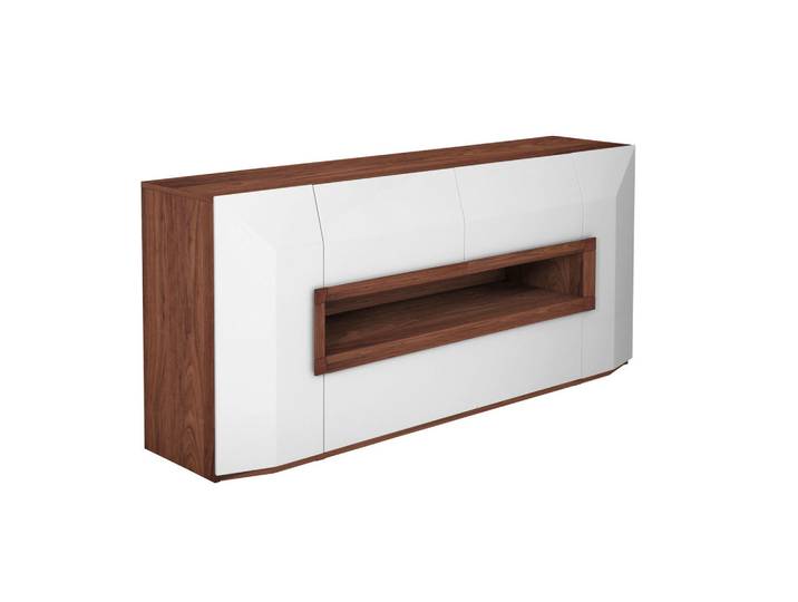 Ambiente Sideboard Porto, Weiß, Nussbaum, Holz, Nussbaum, furniert, 2 Fächer, 2 Schublade(n) Schubladen, 200x90x52 cm, Beimöbel erhältlich, stehend, in verschiedenen Holzarten Größen erhältlich, Holzmöbel, Kleinmöbel Holz, Holzkommoden, Sideboards Holz