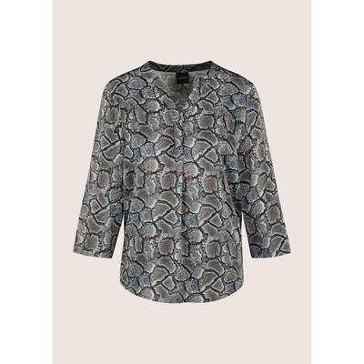 Tunika MADELEINE "Bluse Tunikabluse mit Schlangenprint", Damen, Gr. 46, bleigrau, schwarz, Modern, comfort fit, Tuniken