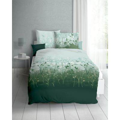 Bettwäsche KAEPPEL "Herbal", grün (smaragd), B/L: 155cm x 220cm, 1 Stk., 1 Stk., Mako-Satin, B/L: 80cm x 80cm, 2 Stk., Mako-Satin, Obermaterial: 100% Baumwolle, Bettwäsche, Bettwäsche