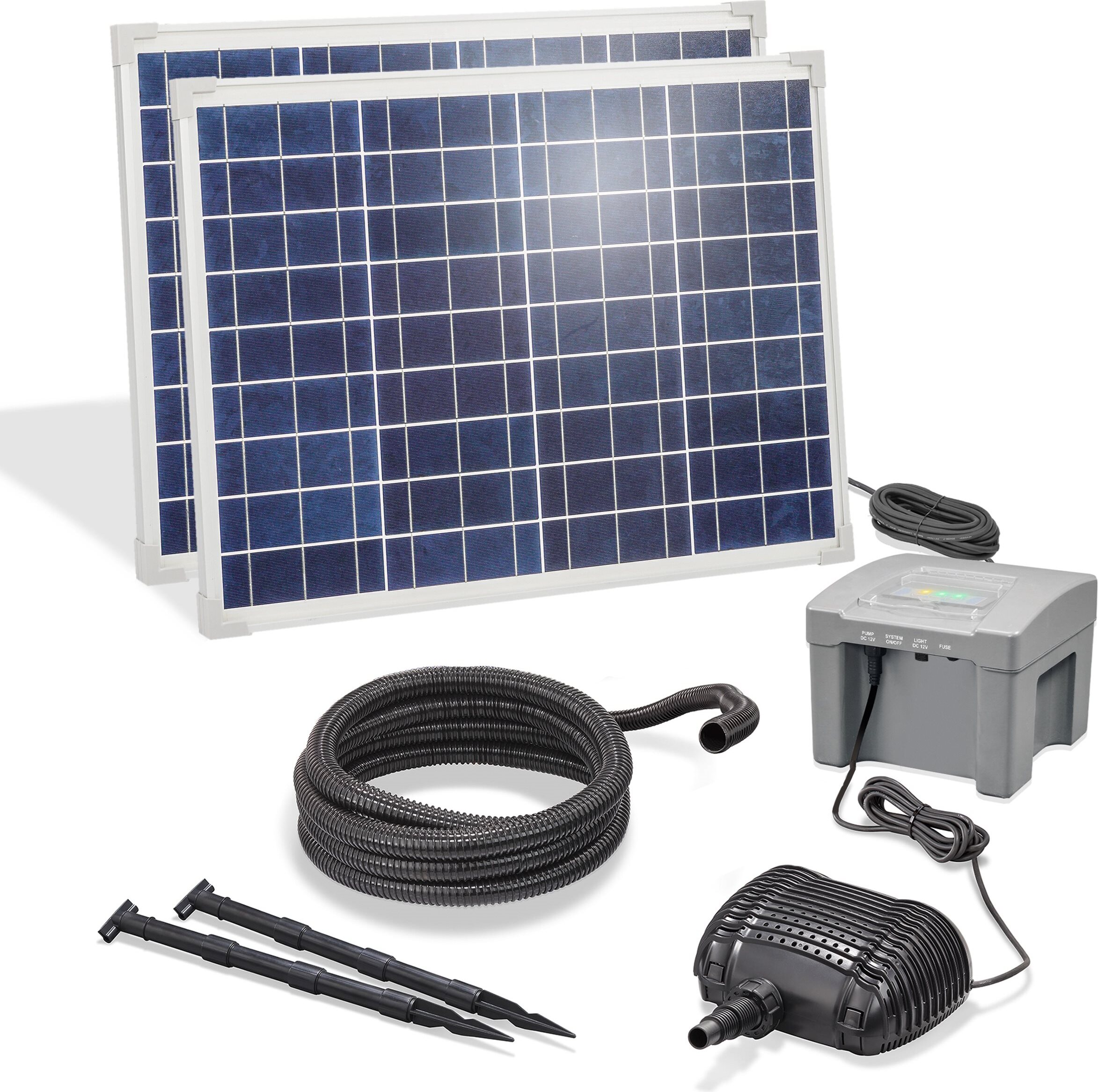 esotec Solar Bachlauf-SET für Gartenteich 100/4200 mit LIFEPO4 AKKU Pumpe 101943