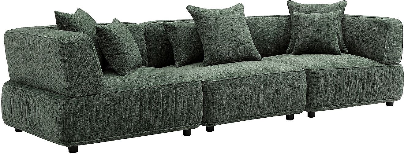 Vente-unique 4-Sitzer Modulsofa aus grünem Chenillestoff LELACO