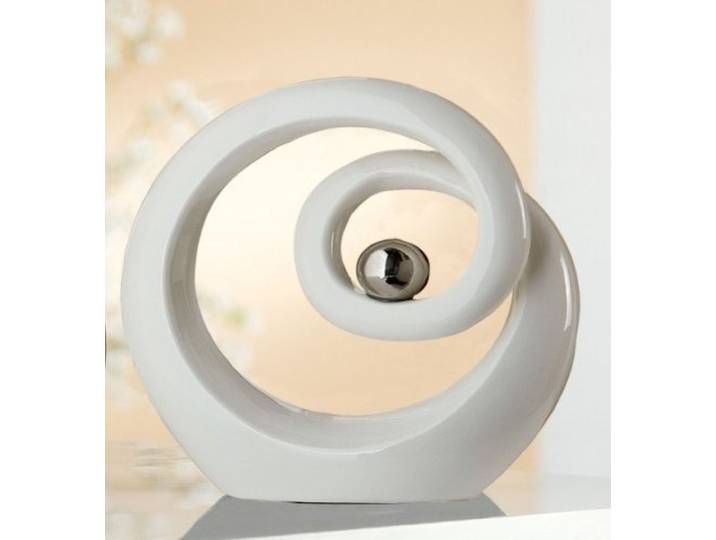 GILDE Skulptur 'Looping', 25 cm, weiß/Platin