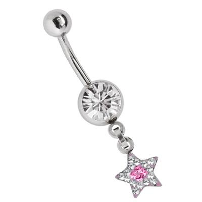 Bauchnabelpiercing ADELIA´S "Piercing Bauchnabelpiercing", rosa, Piercings, Damen, onesize, Chirurgiestahl, Banane mit 8 mm Zirkoniakugel in klar