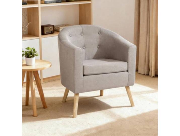MIPAN. Fauteuil de Salon Moderne d'Adulte avec Pied Bois Fauteuil Scandinave Rembourré Fauteuil Relax - 64x60x70cm - Gris clair