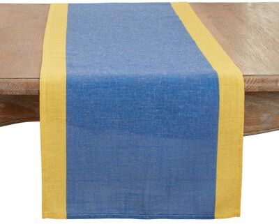 "Saro Lifestyle Color Block Border Table Runner - 16""x72"""