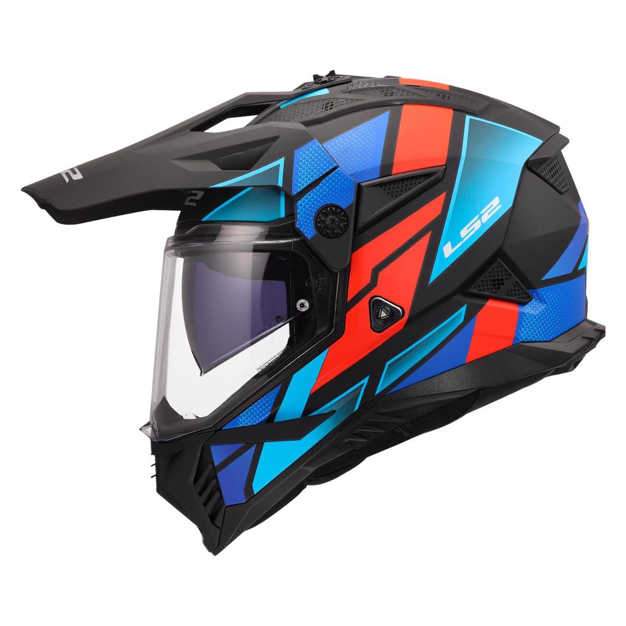LS2 Motocrosshelme PIONEER II BLOCK Black Red Blue, XL (XL, 61 - 62 cm) (467022711XL)