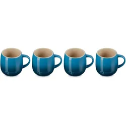 Le Creuset, Tasse, Becher mit Henkel deep teal 0,37l Set 4tlg (370 ml, 4x)