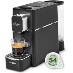Polti PCEU0128 Kaffeemaschine Kapsel-Kaffeemaschine 0,85 L, Kapselmaschine, Silber, Schwarz
