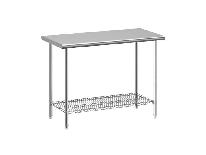 Arbeitstisch Küche Edelstahl mit Ablage 120 x 61 cm silber