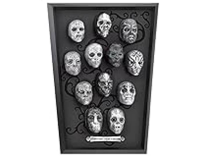 The Noble Collection Harry Potter Death Eater Mini Mask Collection - 16.5in (42cm) Wood Display and Miniature Replicas - Officially Licensed Film Set Movie Props Gifts