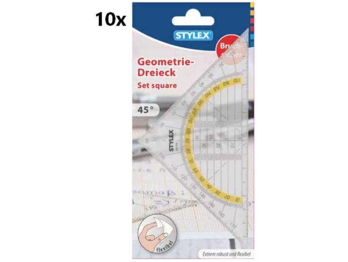 Stylex Geodriehoek set - 10 onbreekbare kunststof driehoeken 16cm.
