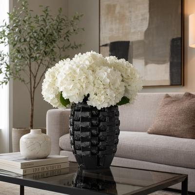 Sagebrook Home Ellesmere 3D Printed Vase, Black, Bud