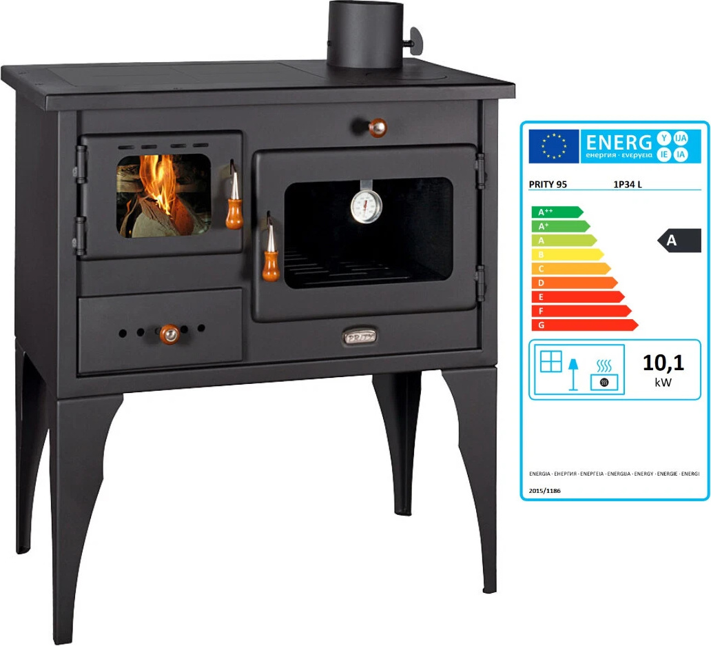 - Holzofen PRITY 1P34L 10,1 kW mit Backofen & Metallplatte Kaminofen