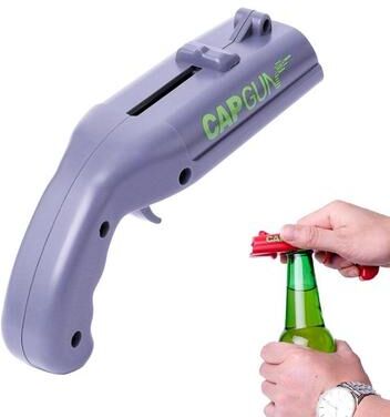 Inspired Deals Beer Bottle Opener Gun Cap Launcher Fun Bar Gadget grey