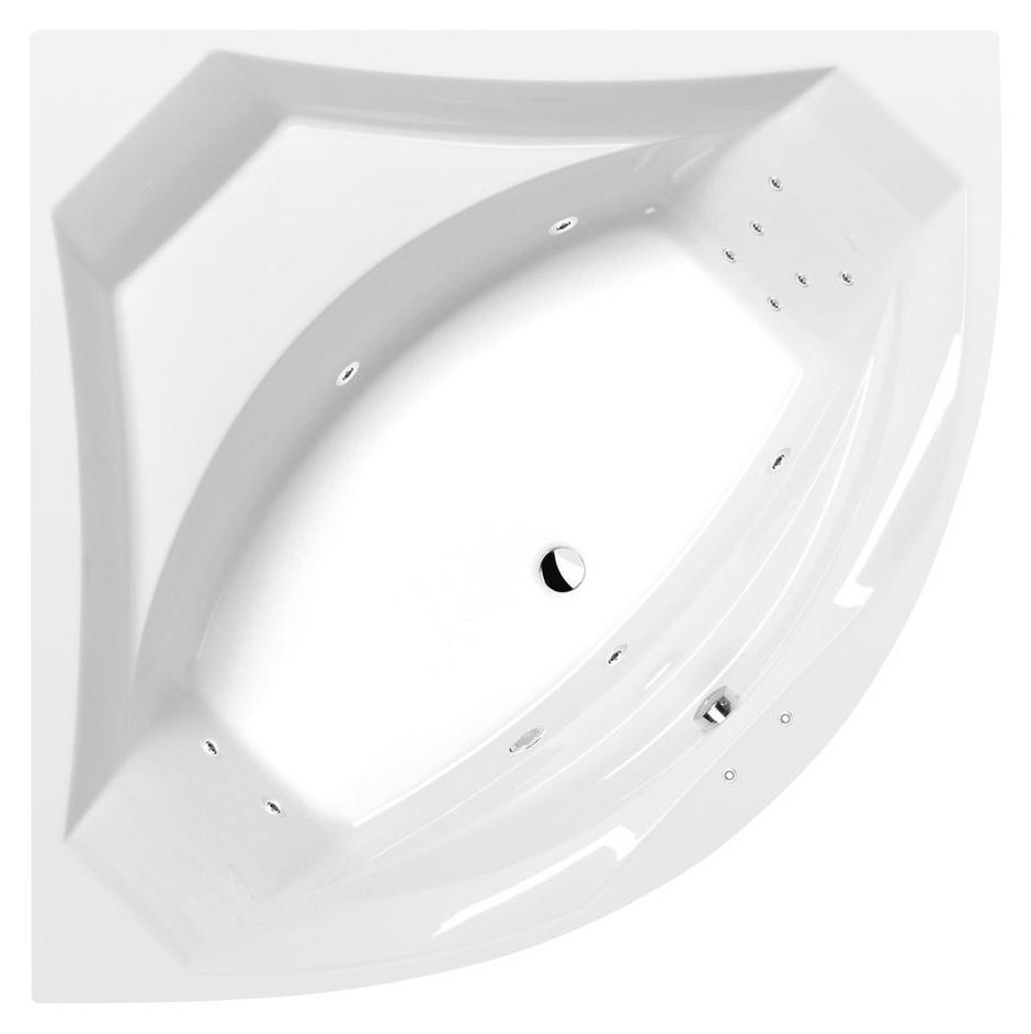 Polysan ROSANA Whirlpool-Badewanne, 140x140x49cm, Attraction Hydro, Chrom