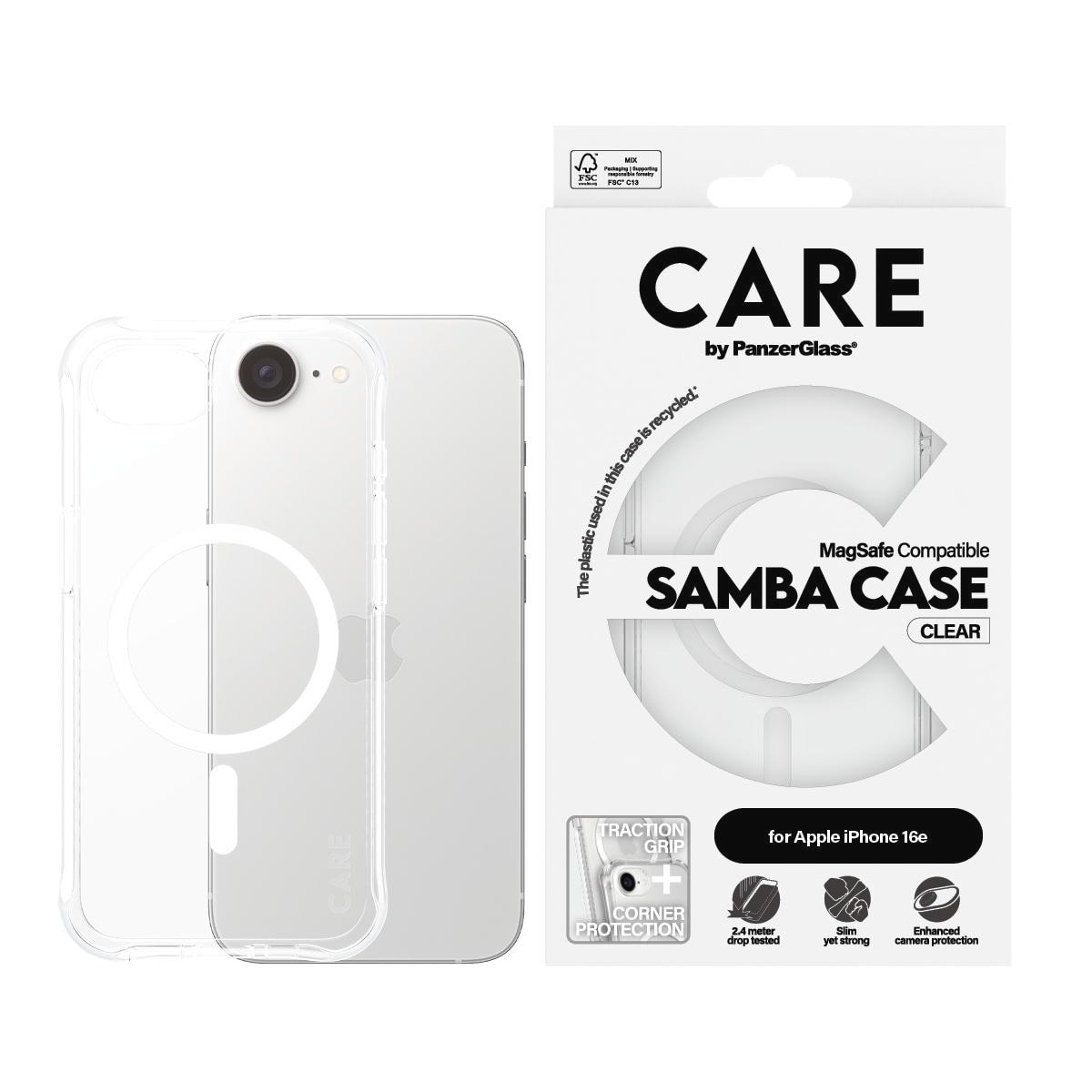 CARE by PanzerGlass Case Fashionable Samba w. MagSafe, clear iPhone 16e