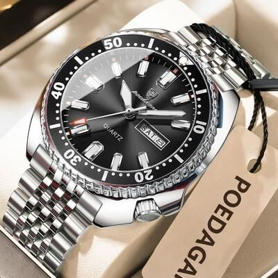 Uplifted Finds Poedagar Business Men Watch Waterproof Luminous Date Week silver Black