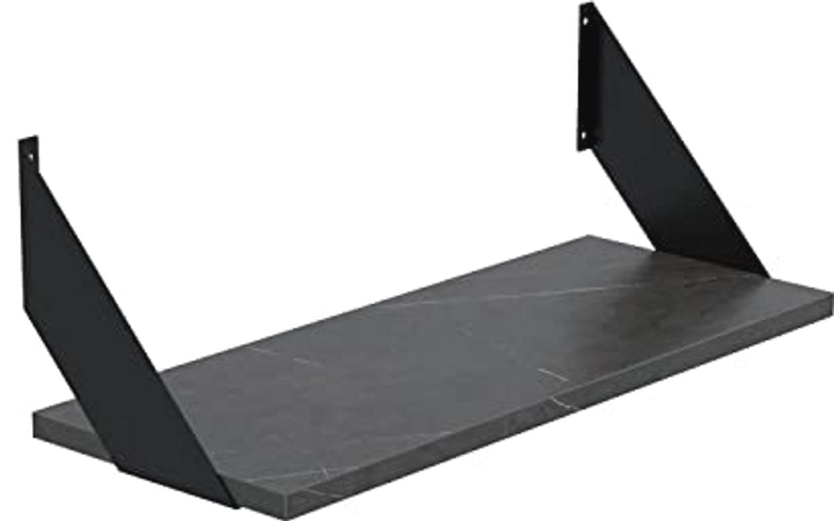Industrieel Wandrek met Houten Planken en Metalen Beugels voor een Modern Interieur