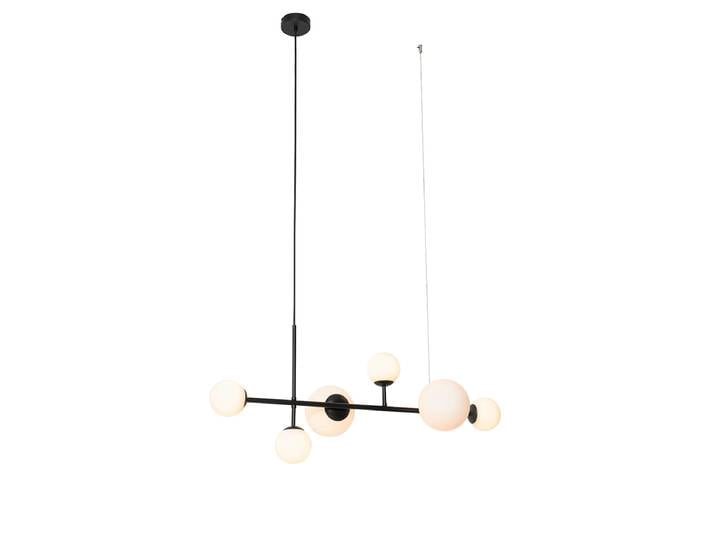 Suspension moderne noire avec verre dépoli 6 lumières - Monaco