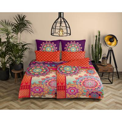 Wendebettwäsche HIP "Sherhia", bunt (multi), B/L: 135cm x 200cm, 1 Stk., 1 Stk., Satin, B/L: 80cm x 80cm, 2, Satin, Obermaterial: 100% Baumwolle, Bettwäsche, Wendebettwäsche, Satin, Reißverschluss, Wendeoptik, Mandala, Orange, Lila
