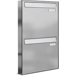 AL Briefkastensysteme 2 Fächer Premium Edelstahl Durchwurf Briefkasten Anlage für Post A4, modern, robust, wetterfest, Artikelnummer: 331V2DZ1
