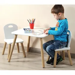 1 Kindertisch mit 2 Stühlen, FSC, Farbe: weiß