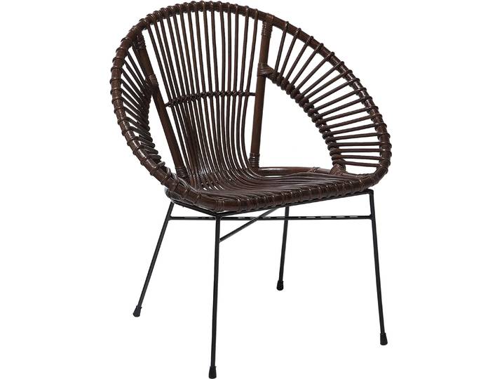BELIANI Rattanstuhl Braun Rattan/Metall Innenbereich Modern