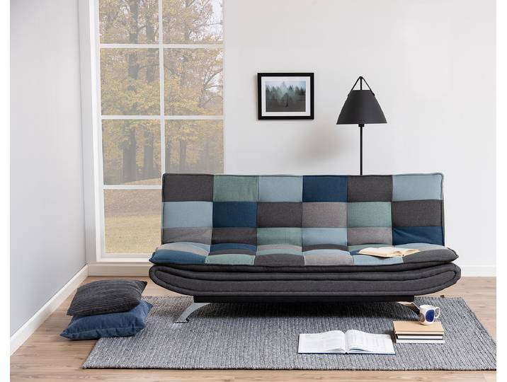 Schlafsofa Multicolor/Grau/Blaugrau Webstoff 196 x 91 x 98cm Modern