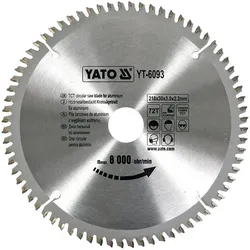 Yato, Sägeblatt, HM Sägeblatt 210 x 30, 72 Zähne, TFZ, für Alu, Kunststoff, NE-Metalle