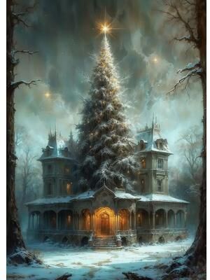 Inspired Finds Classic Santa Claus Christmas Canvas Wall Art Festive Holiday Poster Decor 7.87x11.81in mystic Winter Manor
