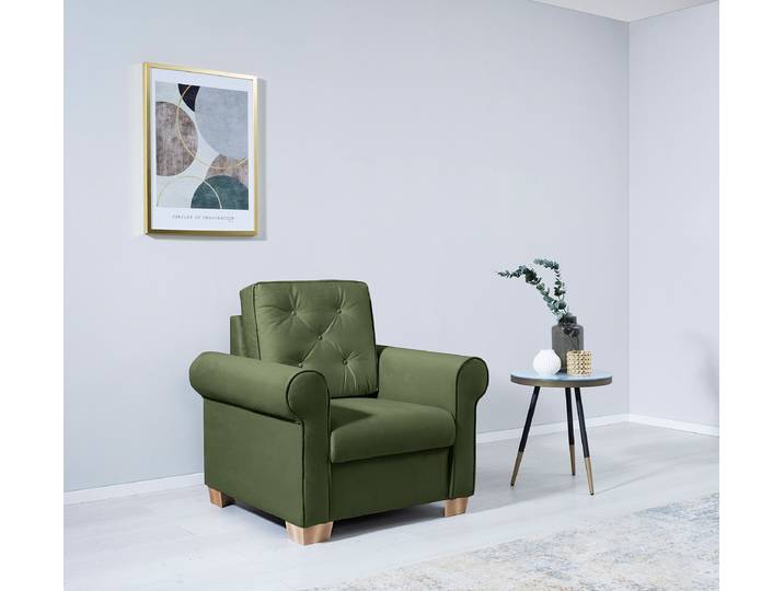 Sessel Grün Microfaser Enza 93 x 89 x 82cm