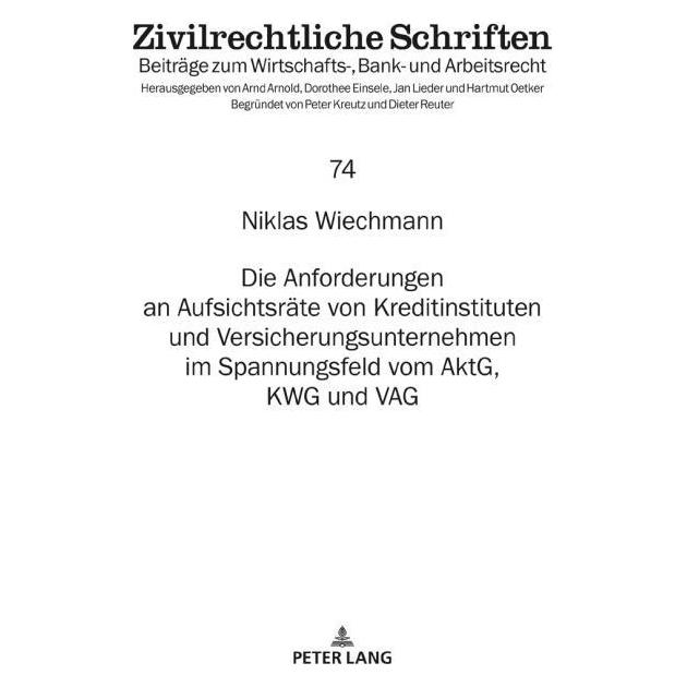 Peter Lang Wiechmann:Die Anforderungen an Aufsicht (Deutsch, Hardcover, Niklas Wiechmann) (67839802)
