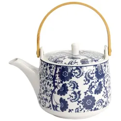 Tokyo Design Studio Teekanne Blumenmuster - Blau - Porzellan - 1000 ml