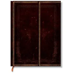 Paperblanks, Heft + Block, Schwarzes Marokkoleder (A5, Liniert, Harter Einband)
