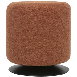 Drehbarer runder Pouf aus stoff in texturierter Samtoptik erdrot und Metall D39.5 cm VOLNAY