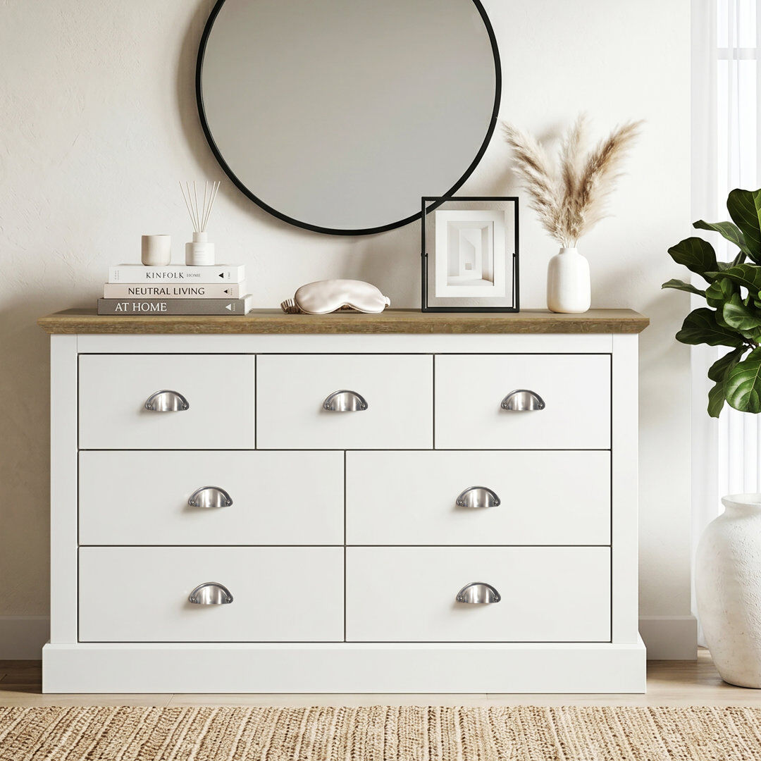 Brambly Cottage Sufy Octave 7 Drawer Chest White 73.6cm H X 119cm W X 35.3cm D