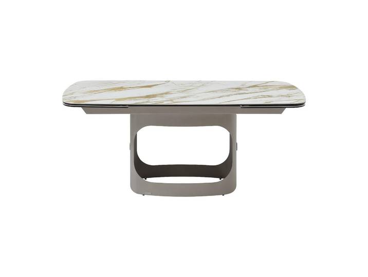 Vente-Unique Esstisch - 6 Personen, 8 Personen, 10 Personen - glas - weiß Davulo, Weiß, Metall, Uni, Rechteckig, 260x75x90 cm, Esszimmer, Esstische