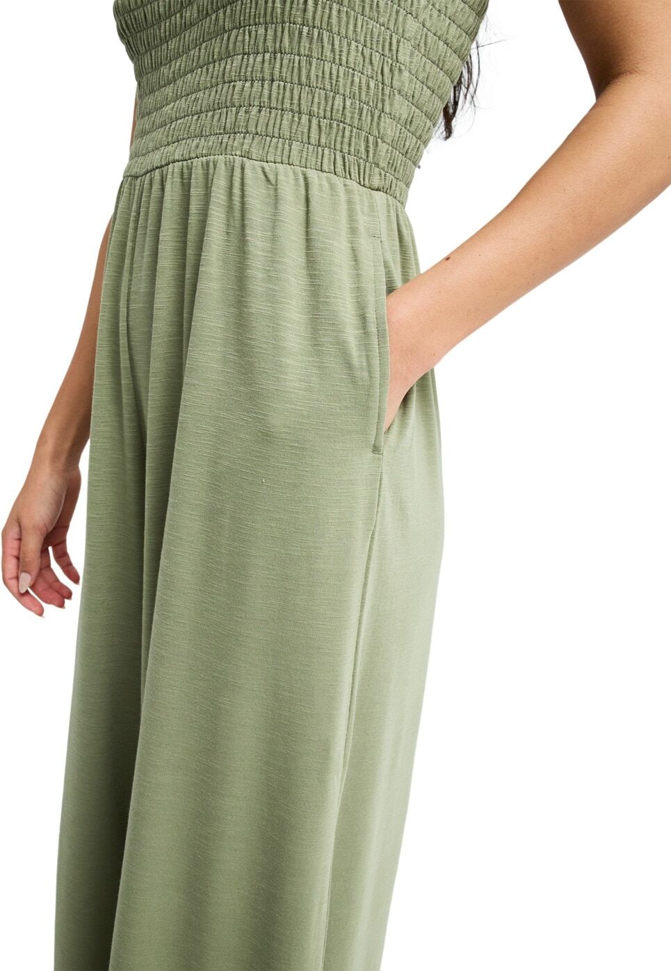 Jumpsuit ROXY "Just Passing By", Damen, Gr. M, grün (olivgrün), Obermaterial: 63% Polyester, 33% Viskose, 4% Elasthan., Overalls Jumpsuit