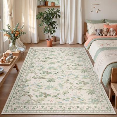 Garvee Modern Crane Botanical Non-Slip Washable Area Rug for Living Room