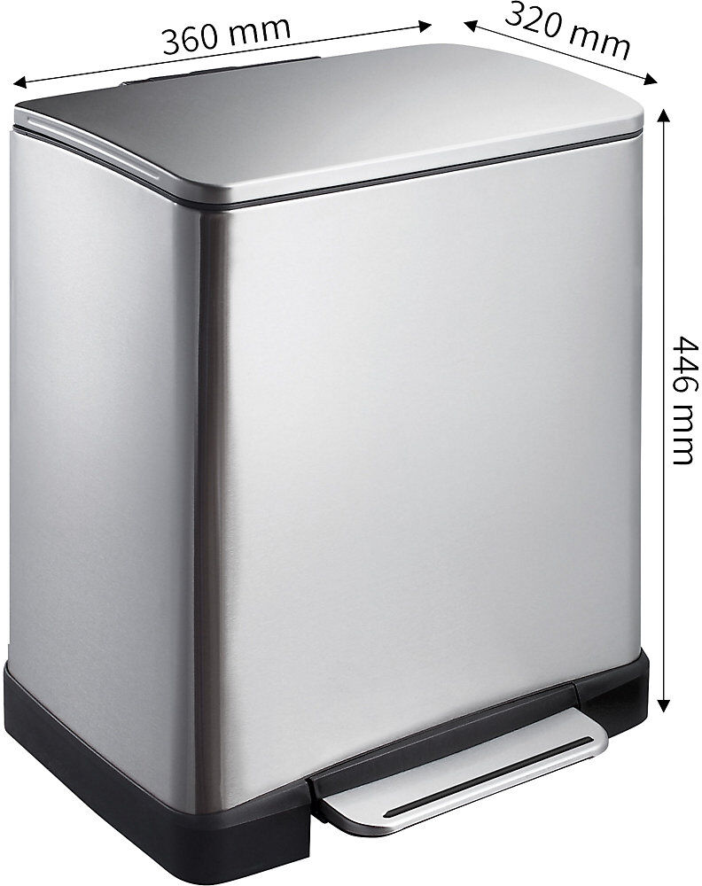 Edelstahl-Tretabfallsammler, eckig, Volumen 20 l, Anti-Fingerprint-Beschichtung EKO