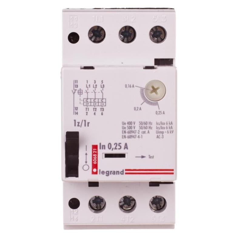 Legrand Motorschutzschalter 3P 0,06kW 0,16-0,25A M250 1NO/1NC 0,25 606821 (606821)