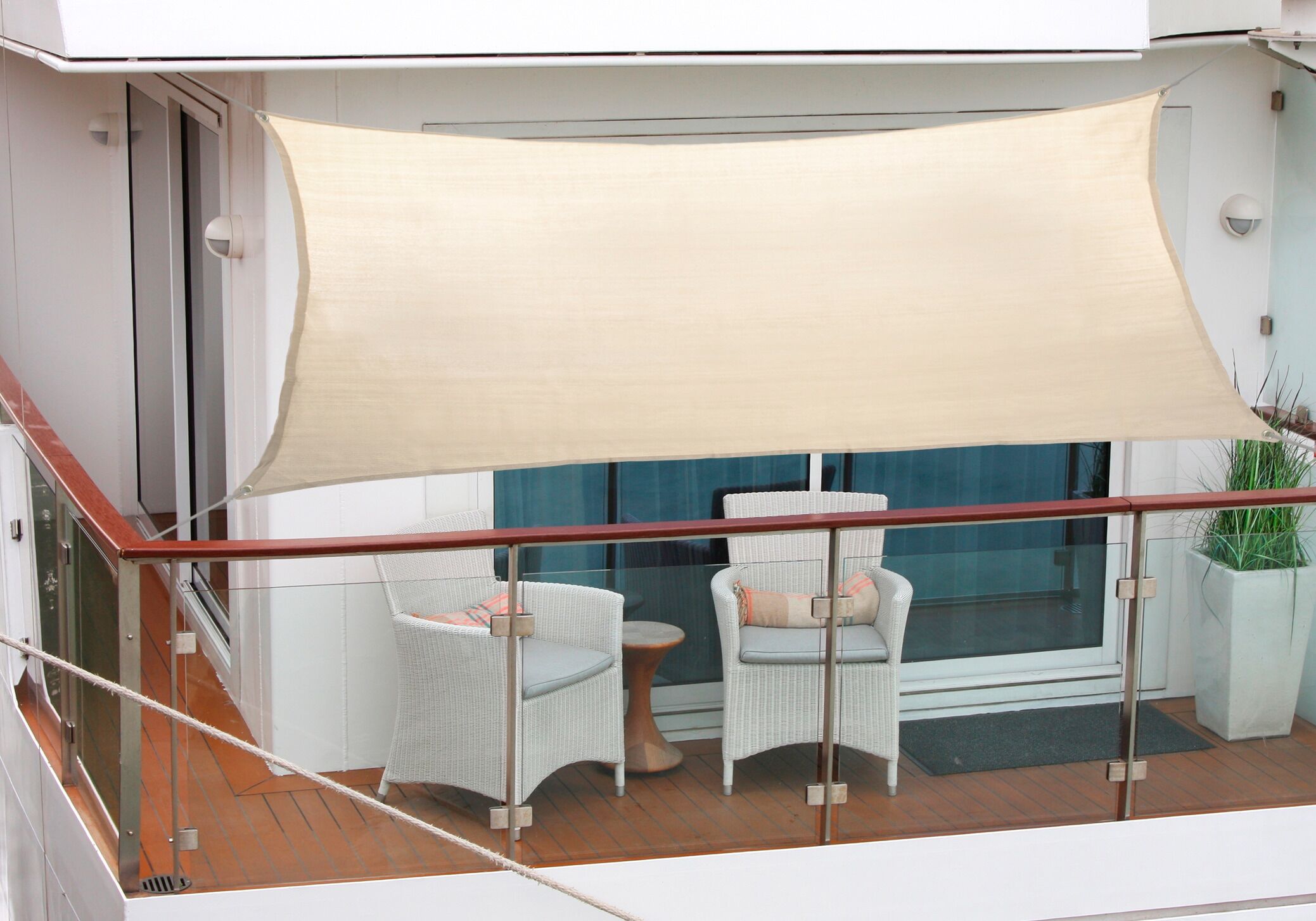 Sonnensegel FLORACORD, beige (elfenbeinfarben), B:270cm T:140cm, Polyester, Sonnensegel, Sonnensegel, BxT: 270x140 cm, elfenbeinfarben elfenbeinfarben B/T: 270cm x 140cm