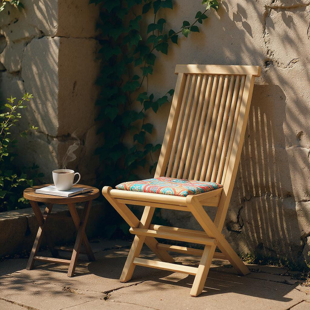 Marlow Home Co. Bramford Folding Bali Teak Patio Dining Armchair - Hand Crafted Sustainable A-Grade Teak Garden Chair, Sturdy Outdoor Seating Brown 97cm H X 45cm W X 63cm D