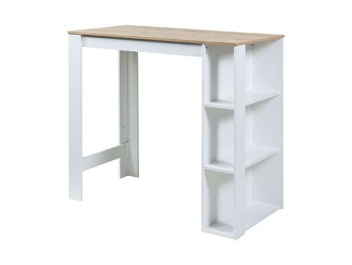 en.casa Bartisch, »Danderyd« 120x60x106 cm mit 3 Ablagefächern Weiß/Eicheoptik