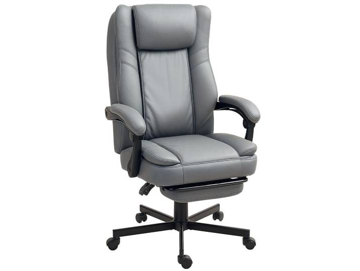 Homcom Bürostuhl mit Massagefunktion, Ergonomischer Schreibtischstuhl mit Liegefunktion, Grau, Kunststoff, 64x120x69 cm, Büromöbel, Bürostühle, Chefsessel