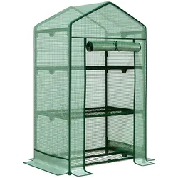 Outsunny Mini-Gewächshaus mit Folienabdeckung und 3 Regalböden, ca. 69 x 49 x 125 cm - Grün