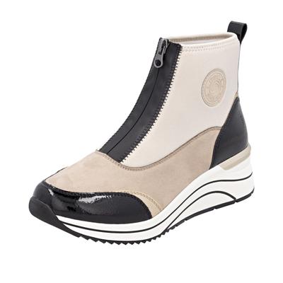 Keilsneaker REMONTE, Damen, Gr. 38, Textil, beige (hellbeige, schwarz), Lacklederimitat, Textil, Schuhe, Casual-Boots, Stiefelette, Plateauboots mit Lite´n Soft Ausstattung