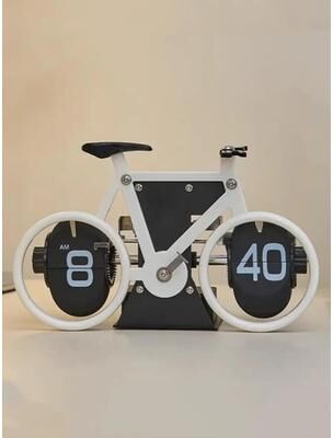 Uplift Picks Vintage Automatic Flip Down Desk Clock Retro Mechanical Table Clock bike White