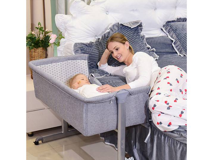 Lit bébé, lit cododo, lit bébé avec matelas pour nouveau-né, hauteur réglable, facile à adapter au lit des parents, pieds réglables