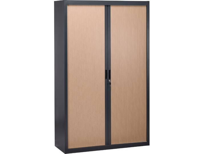 Armoire à rideaux démontables Bruneau 200 x 120 cm anthracite-hêtre - Armoires métal - Bruneau